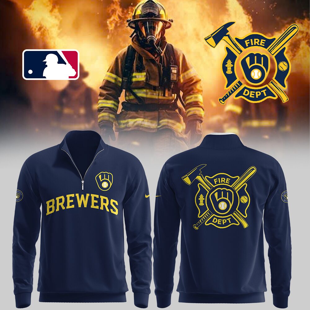 Brewers x Firefighter Appreciation Night Zip Sweatshirt Baseball Coach Gift Ideas