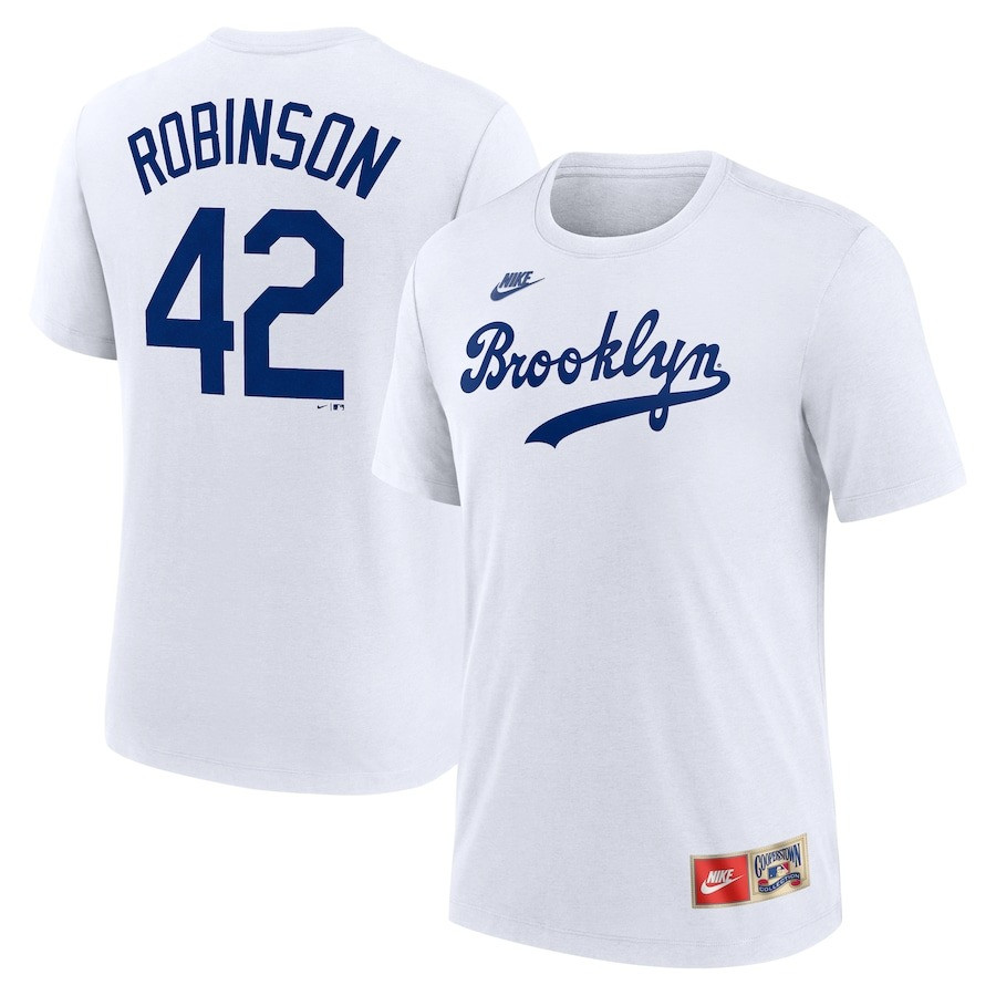 Brooklyn Dodgers Jackie Robinson Day 42 T-Shirt Cooperstown Tri-Blend Name And Numbe Oregontrailrvpk Shirt
