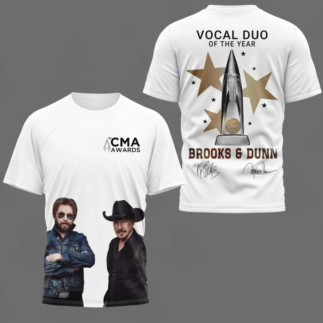 Brooks And Dunn Vocal Duo Of The Year 58th CMA Awards Signature 3D T-Shirt Fans Gift Oregontrailrvpk Shirt