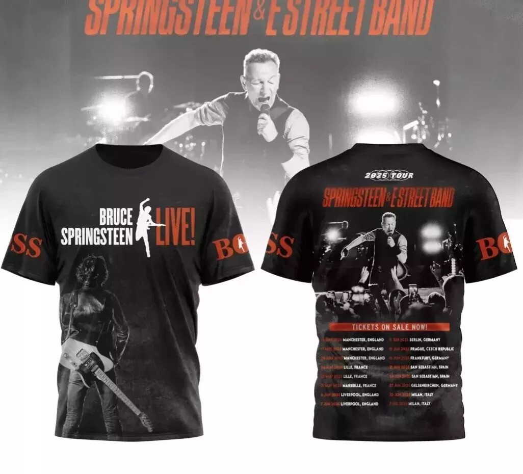 Bruce Springsteen And E Street Band 2025 Tour 3D T-Shirt Music Oregontrailrvpk Shirt