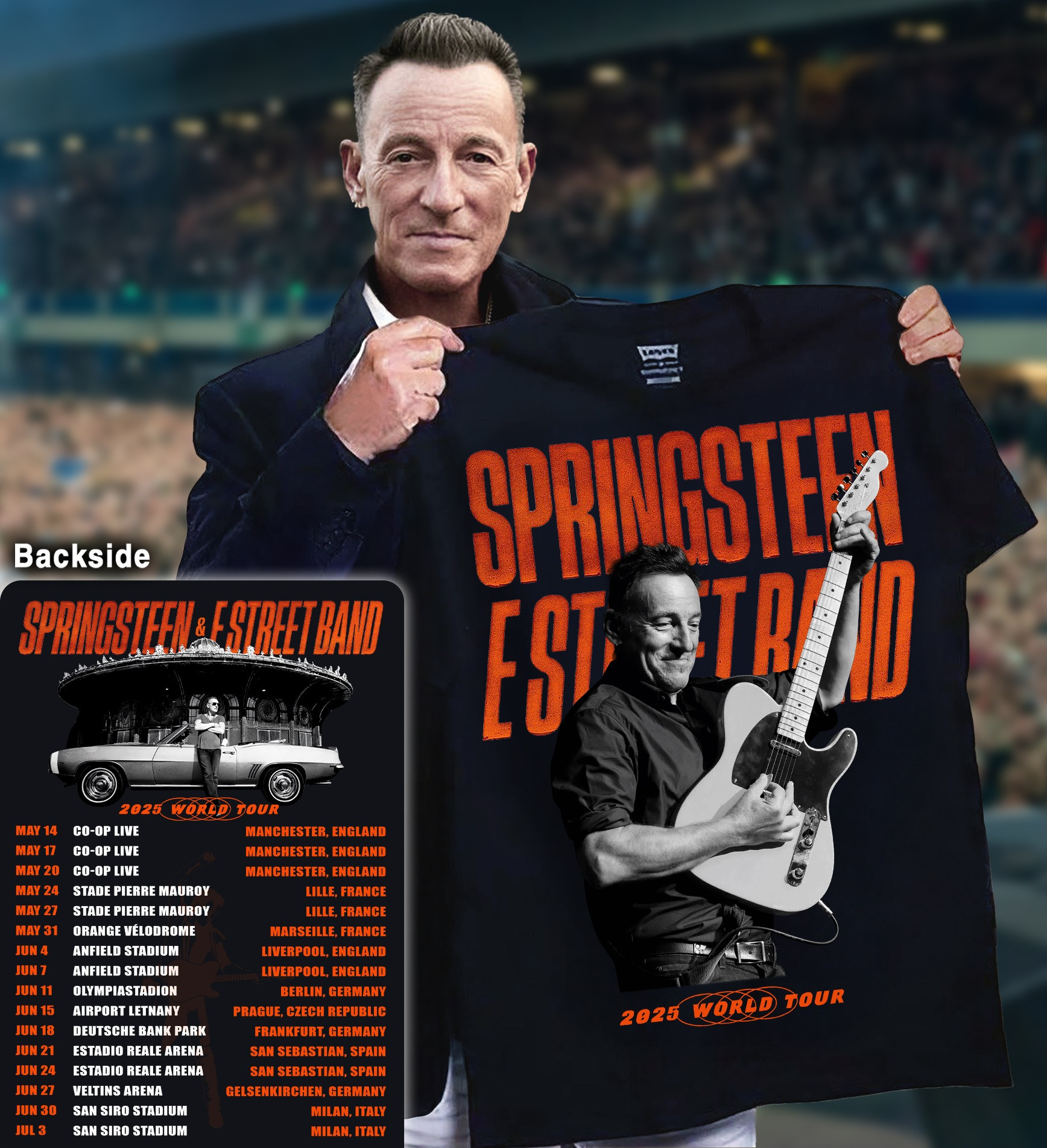 Bruce Springsteen World Tour 2025 T-Shirtpringsteen And E Street Band Oregontrailrvpk Shirt