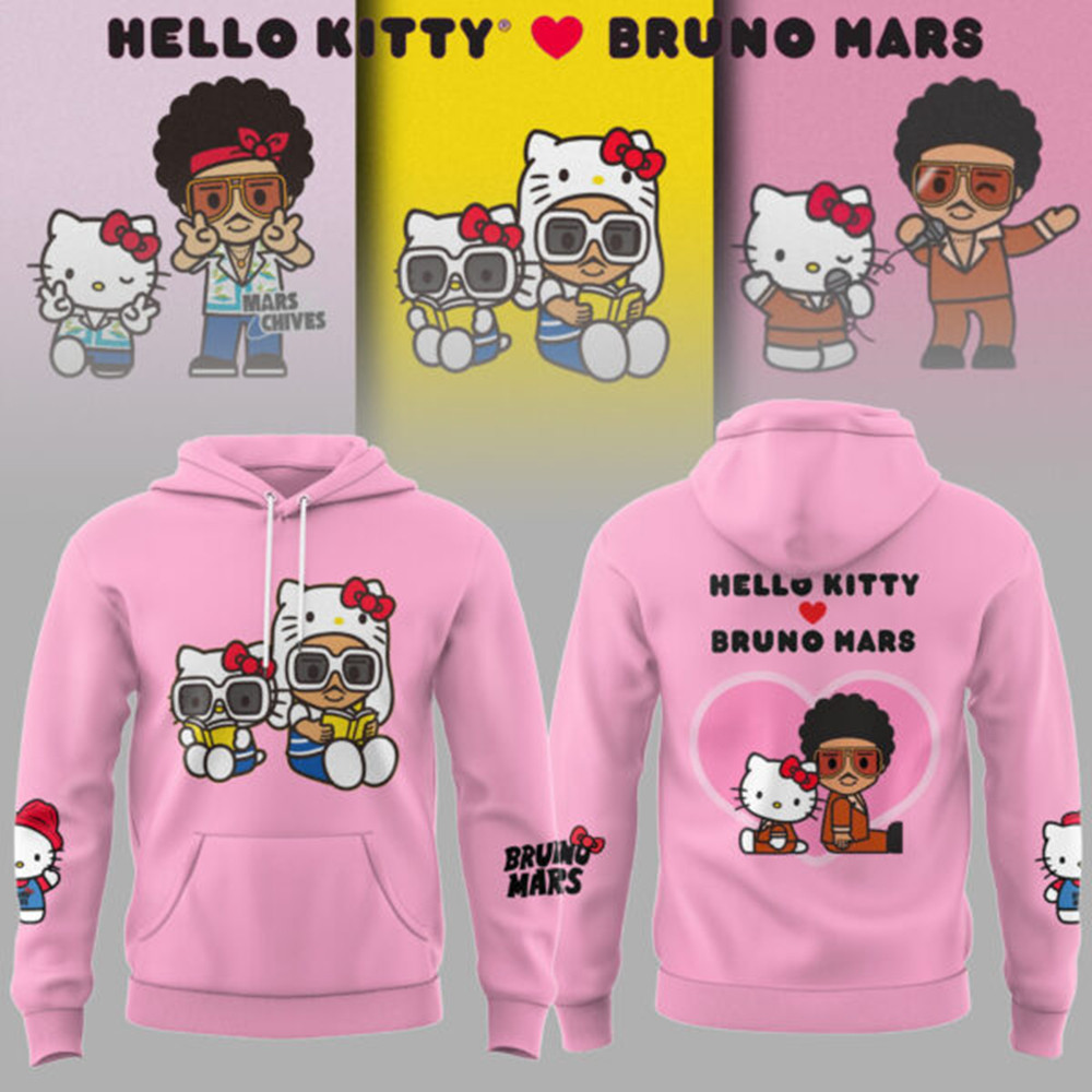 Bruno Mars Collaboration Hello Kitty Pink Hoodie Gift Ideas For Music Lovers