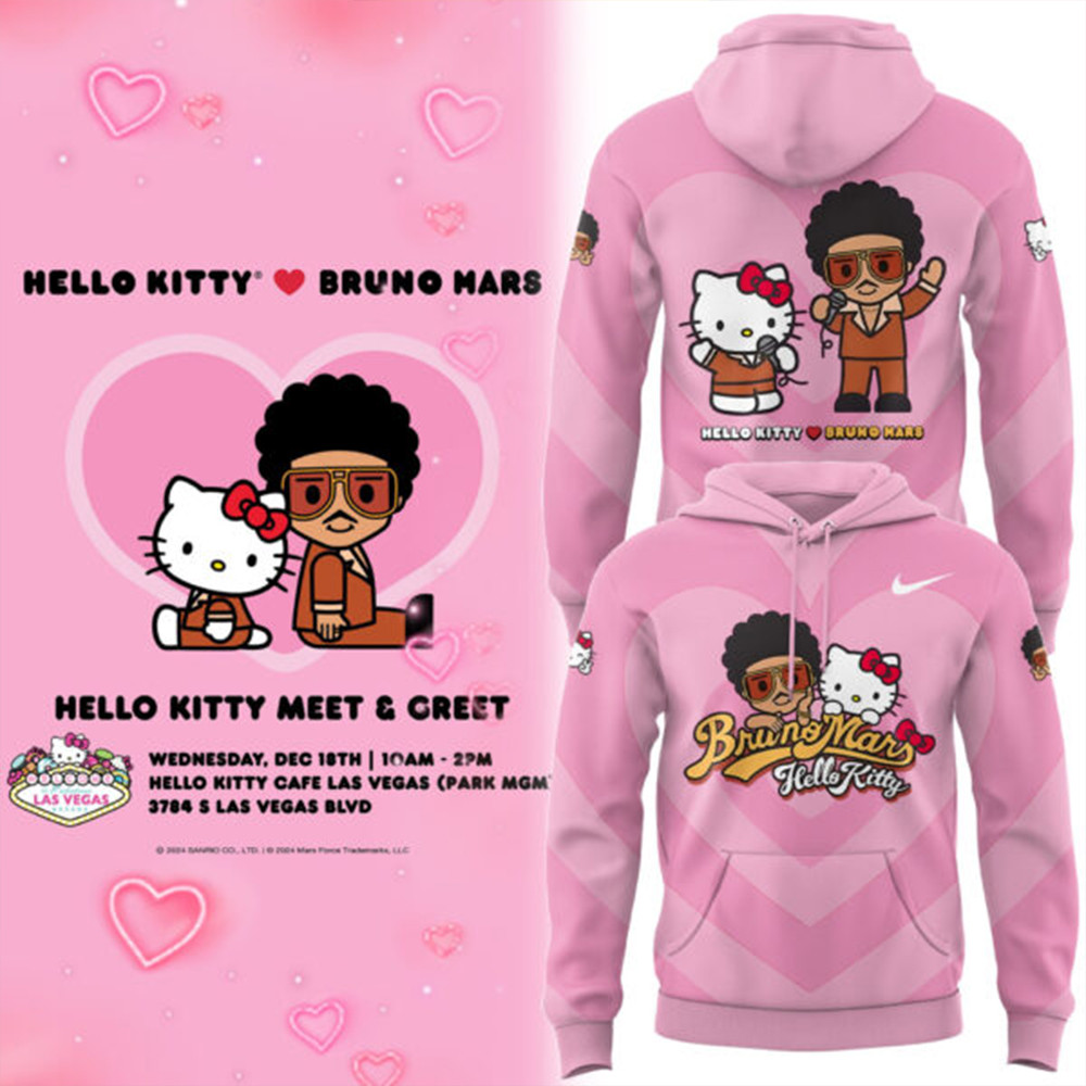 Bruno Mars Collaboration Hello Kitty Pink Hoodie Gifts For Boyfriend