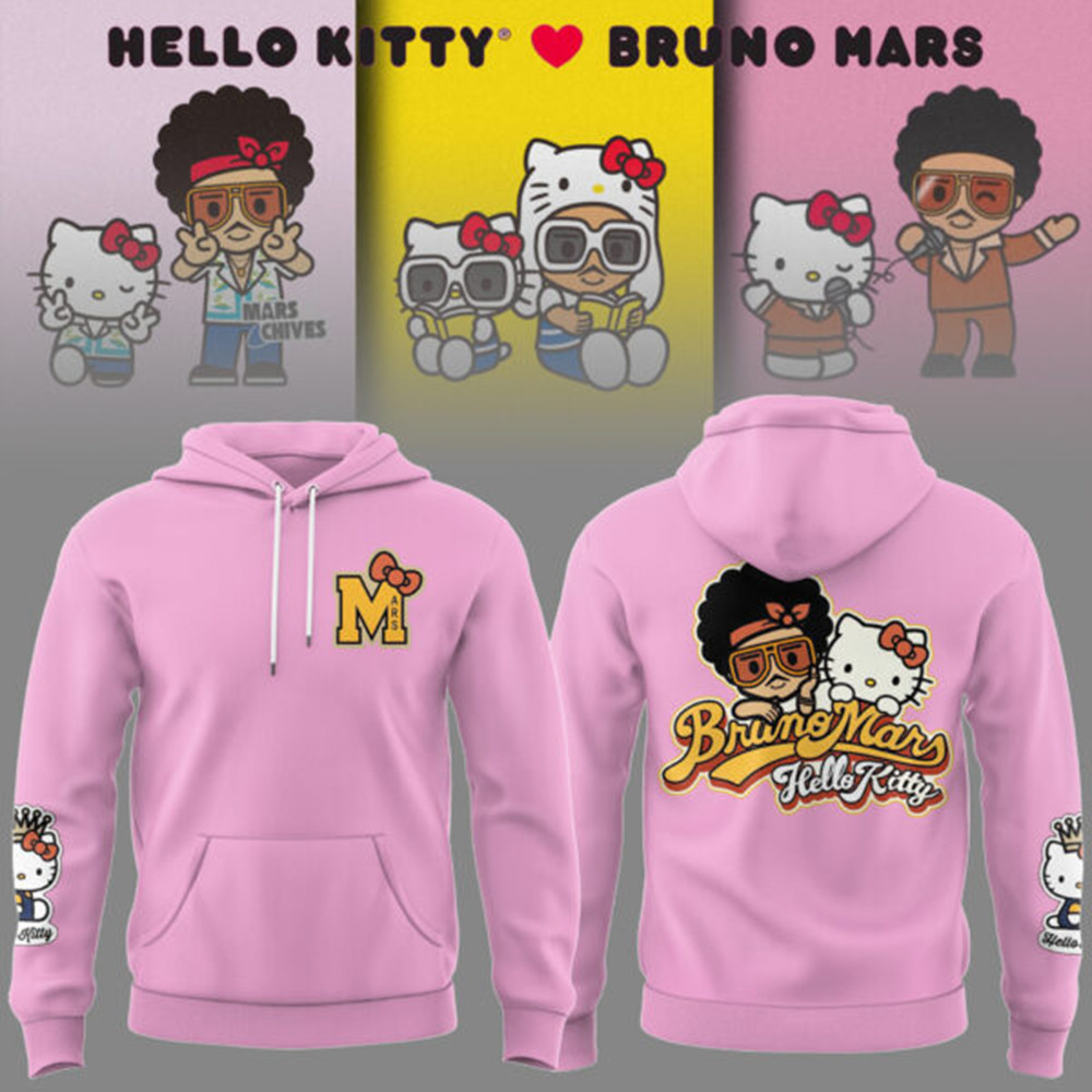 Bruno Mars Collaboration Hello Kitty Pink Hoodie Gifts For Daughter