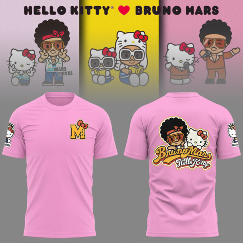 Bruno Mars Collaboration Hello Kitty Pink T-Shirt For Daughter Oregontrailrvpk Shirt