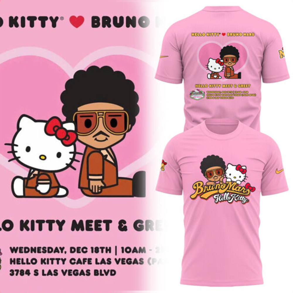Bruno Mars Collaboration Hello Kitty Pink T-Shirt For Girlfriend Oregontrailrvpk Shirt