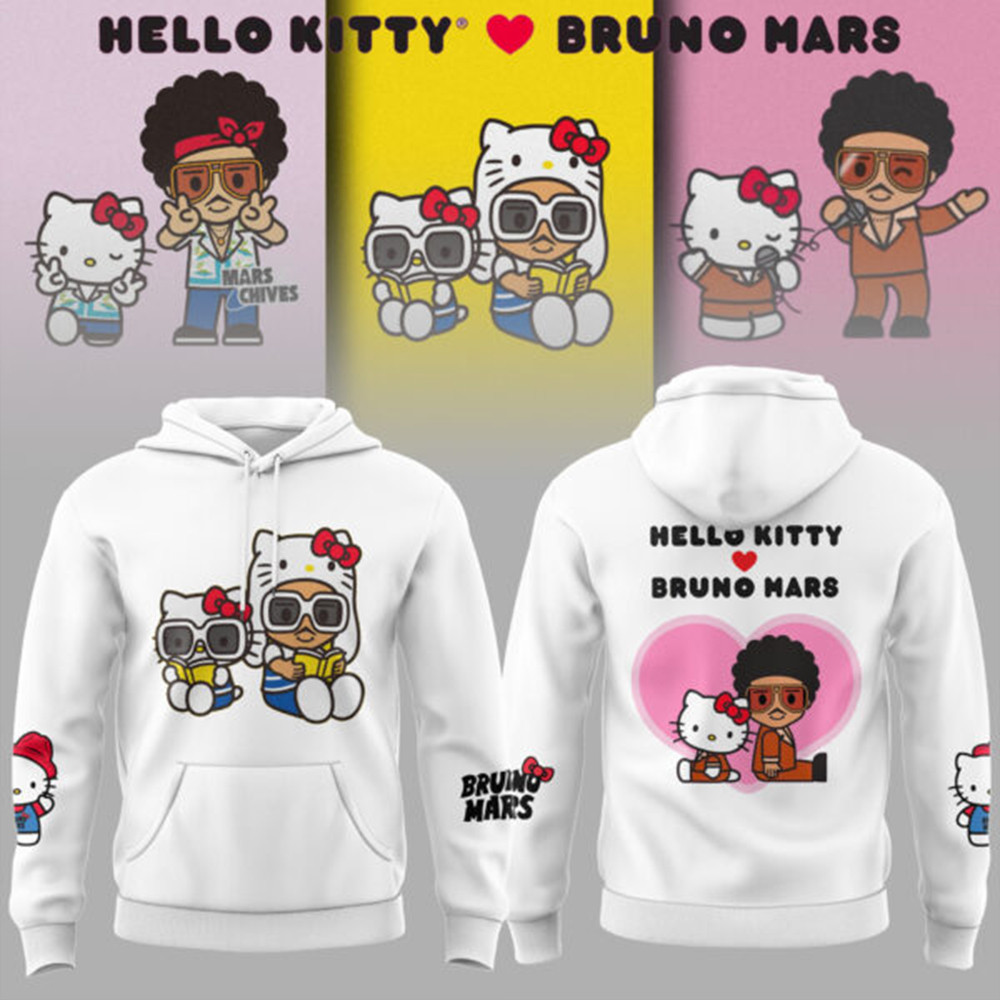 Bruno Mars Collaboration Hello Kitty White Hoodie Best Gifts For Girlfriend