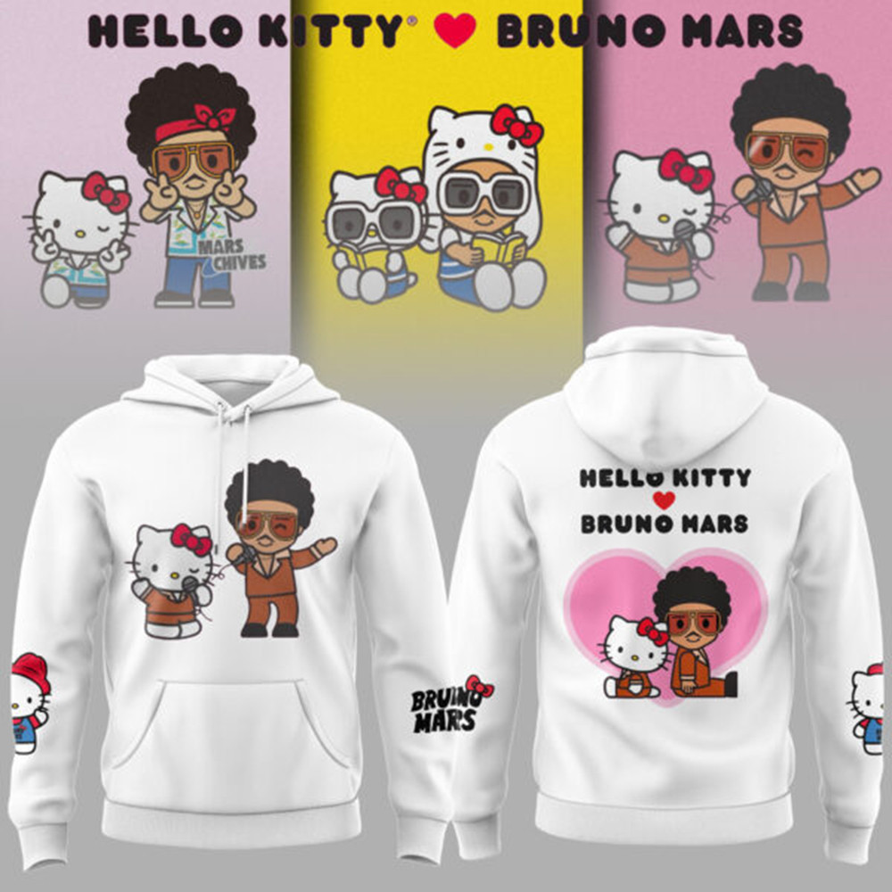 Bruno Mars Collaboration Hello Kitty White Hoodie Best Gifts For Her