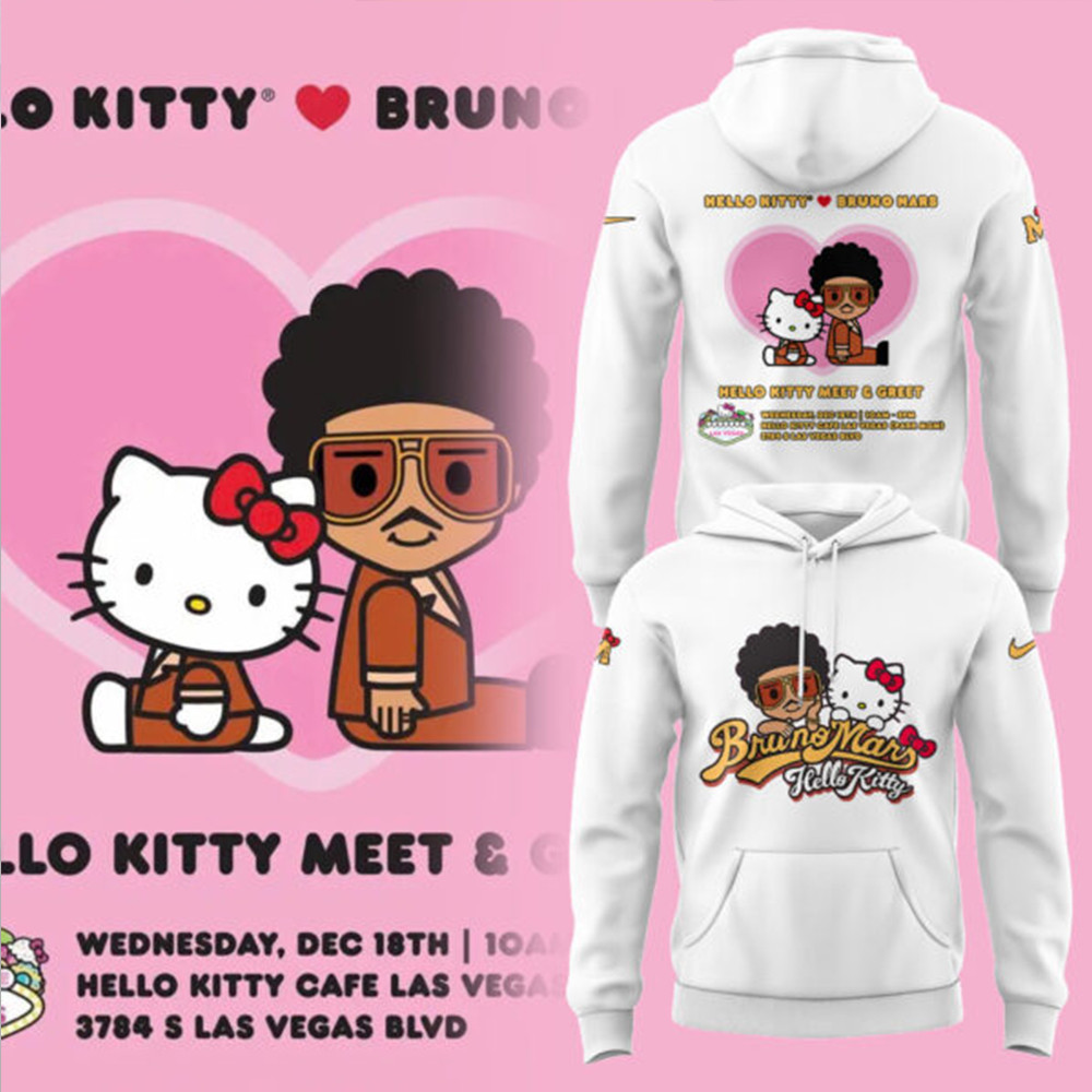 Bruno Mars Collaboration Hello Kitty White Hoodie Music