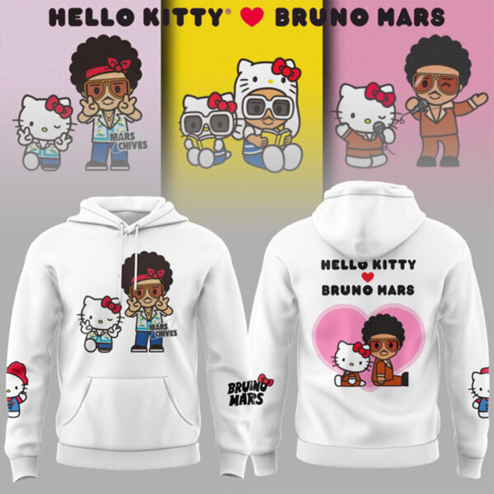 Bruno Mars Collaboration Hello Kitty White Hoodie Music Gifts For Him