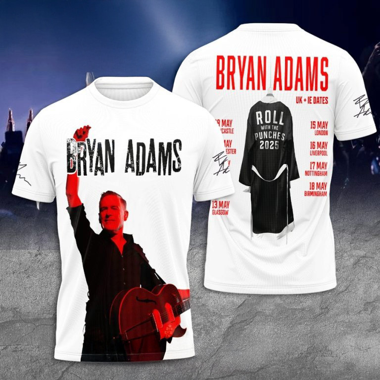 Bryan Adams Roll With The Punches 2025 T-Shirt Oregontrailrvpk Shirt