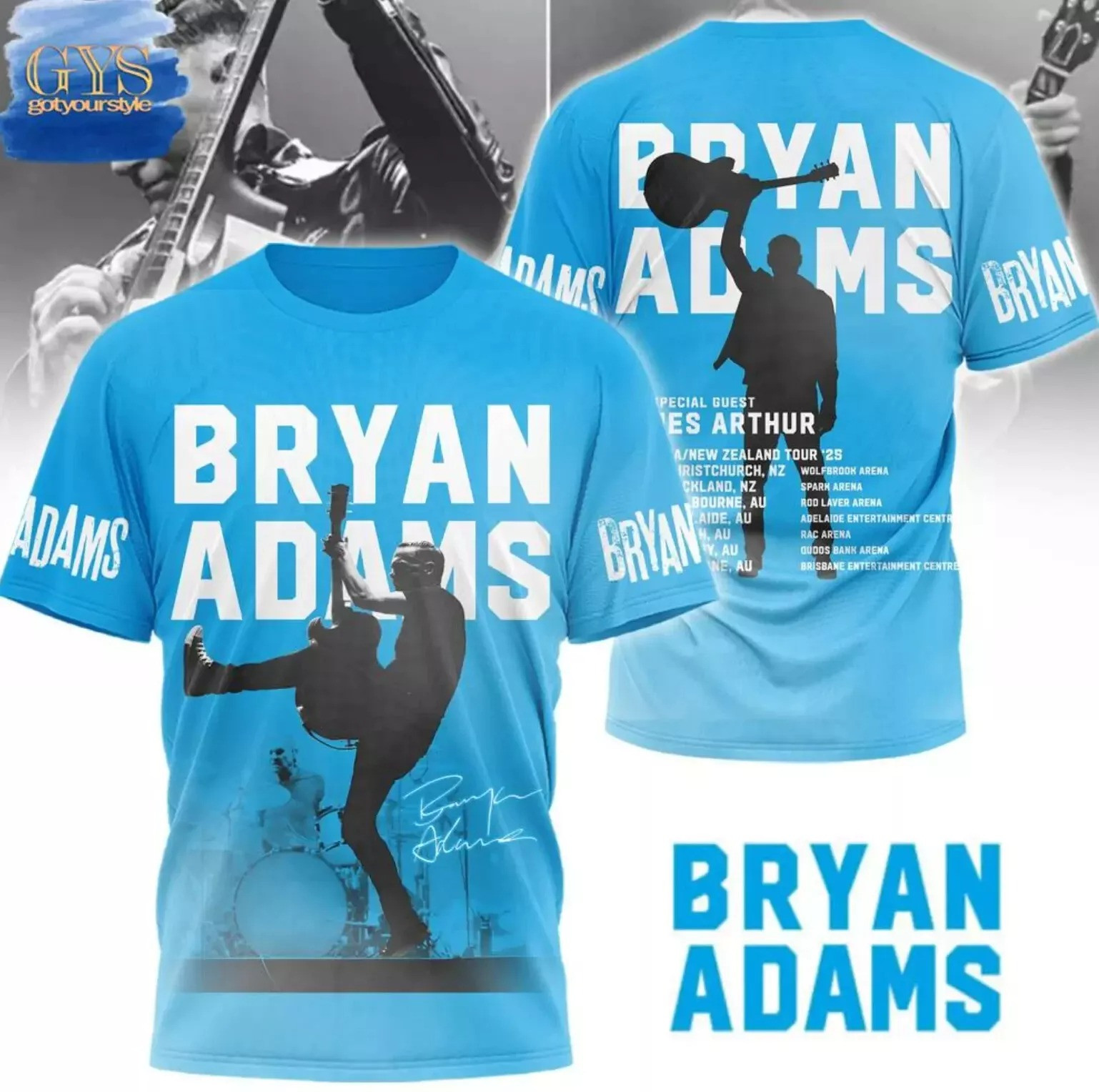 Bryan Adams Roll With The Punches 2025 Tour 3D T-Shirt Music Lovers Gifts Oregontrailrvpk Shirt