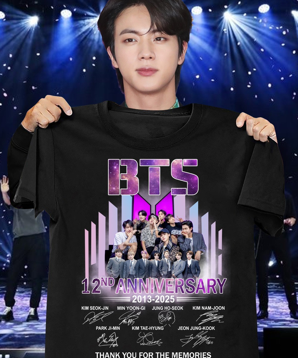 BTS 12Nd Anniversary 2025 T-Shirt Thank You For The Memories Signature Gifts For BTS Fans Oregontrailrvpk Shirt