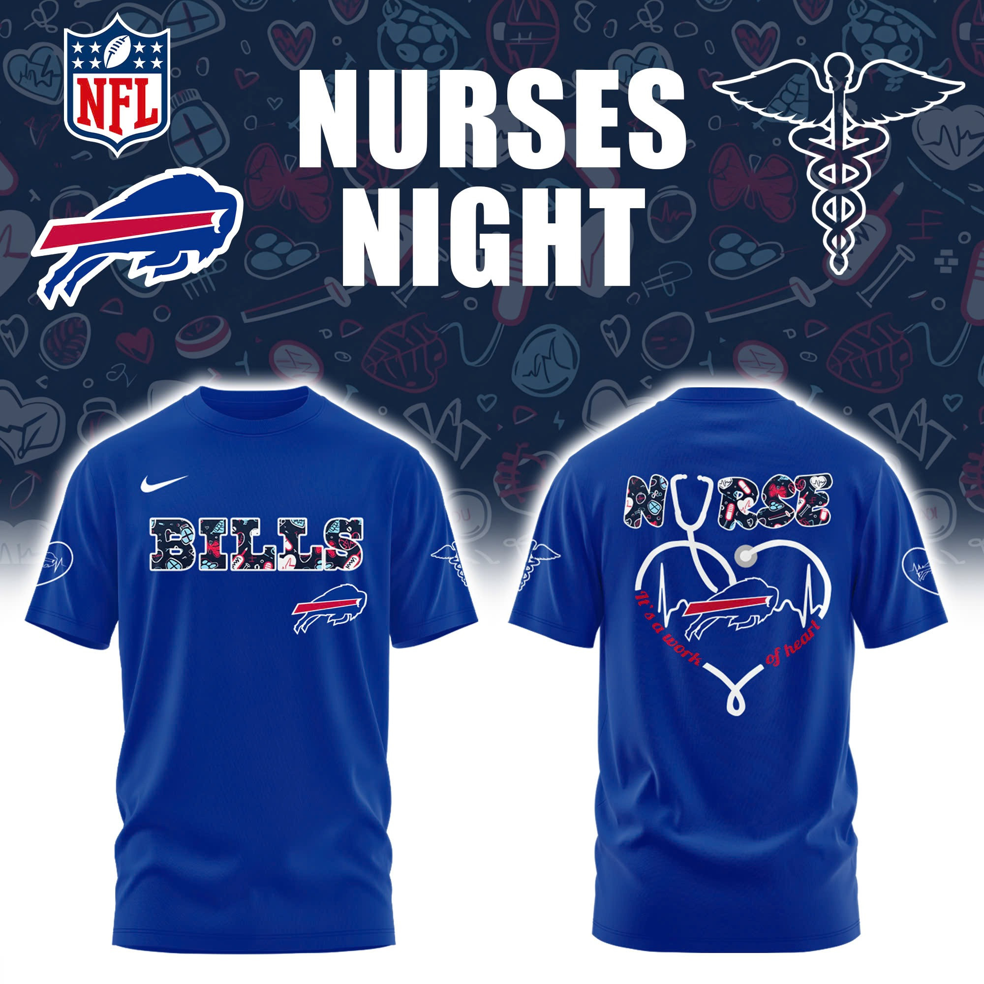 Buffalo Bills Nurses Night T-Shirt Honor National Nurses Day Bills Mafia Oregontrailrvpk Shirt