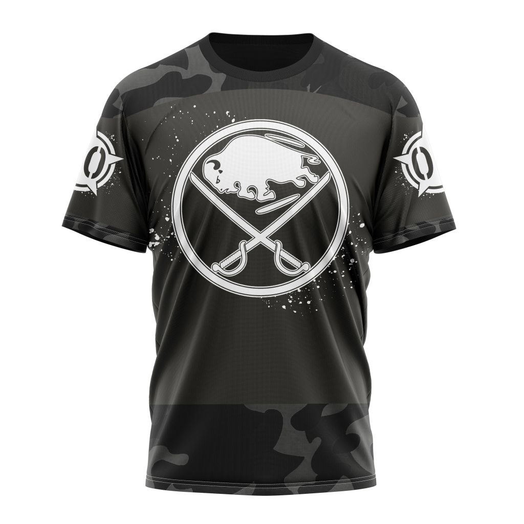 Buffalo Sabres Special Black Camo Design For Veterans Day Personalized Name And Number T-Shirt Oregontrailrvpk Shirt