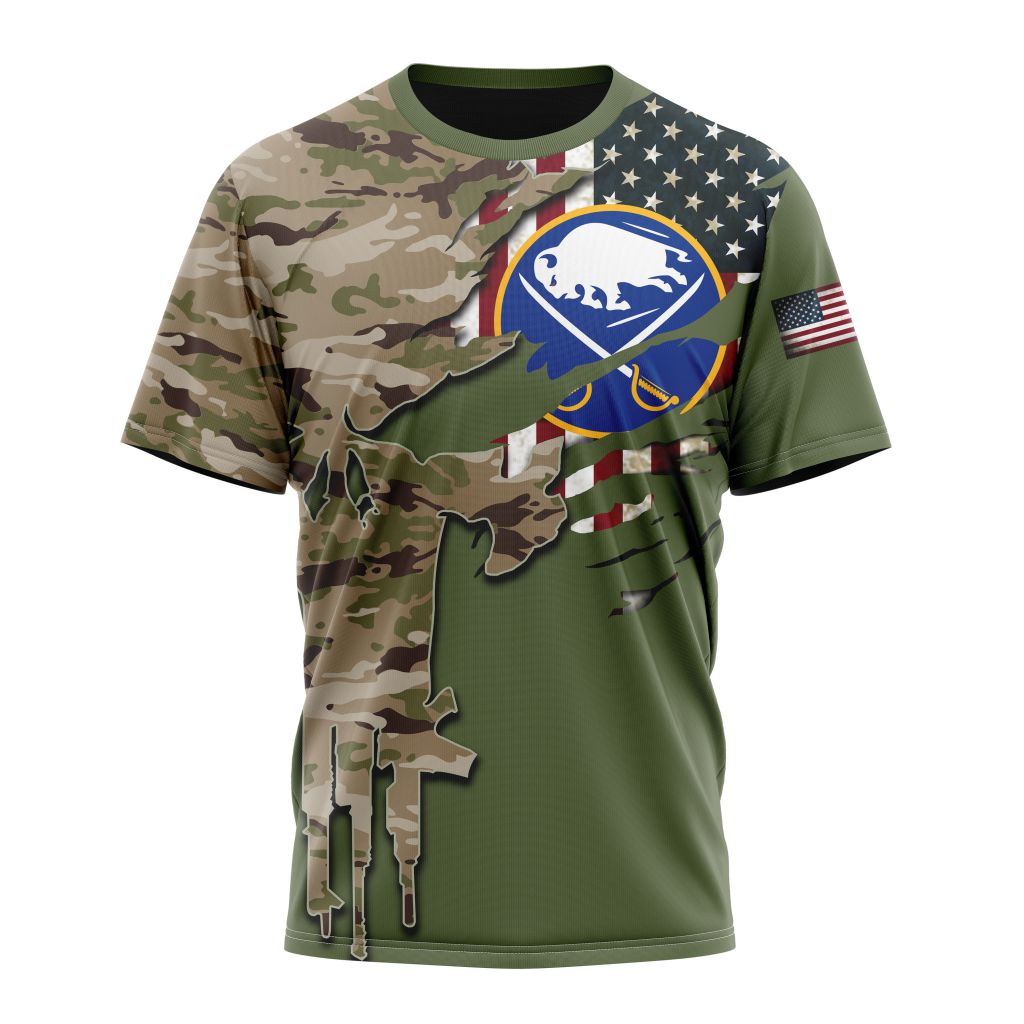Buffalo Sabres Special Camo Skull Design Personalized Name And Number T-Shirt Oregontrailrvpk Shirt