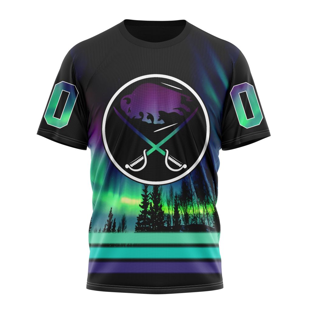 Buffalo Sabres Special Design With Northern Lights Personalized Name And Number T-Shirt Oregontrailrvpk Shirt