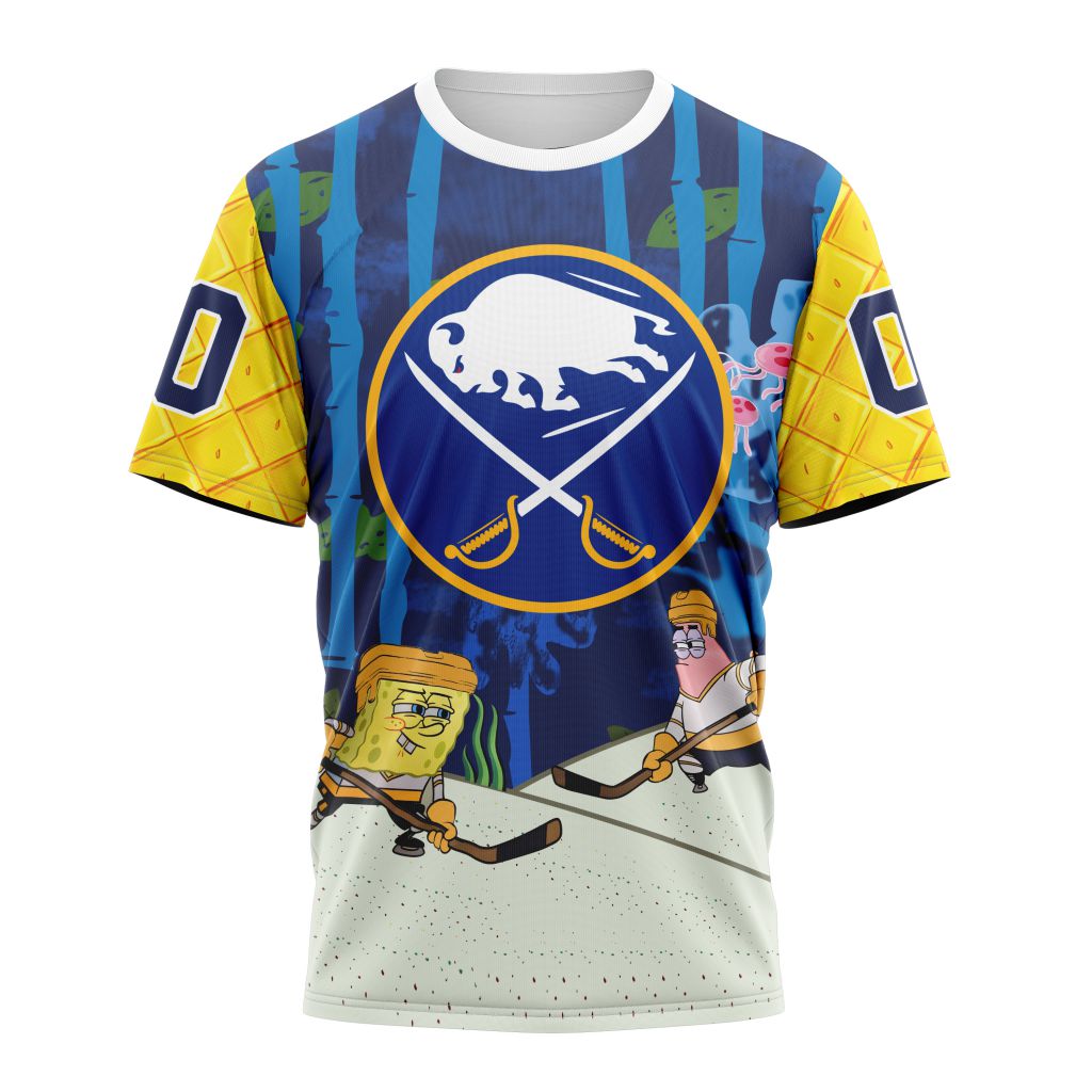 Buffalo Sabres Special SpongeBob SquarePants Design 01 Personalized Name And Number T-Shirt Oregontrailrvpk Shirt