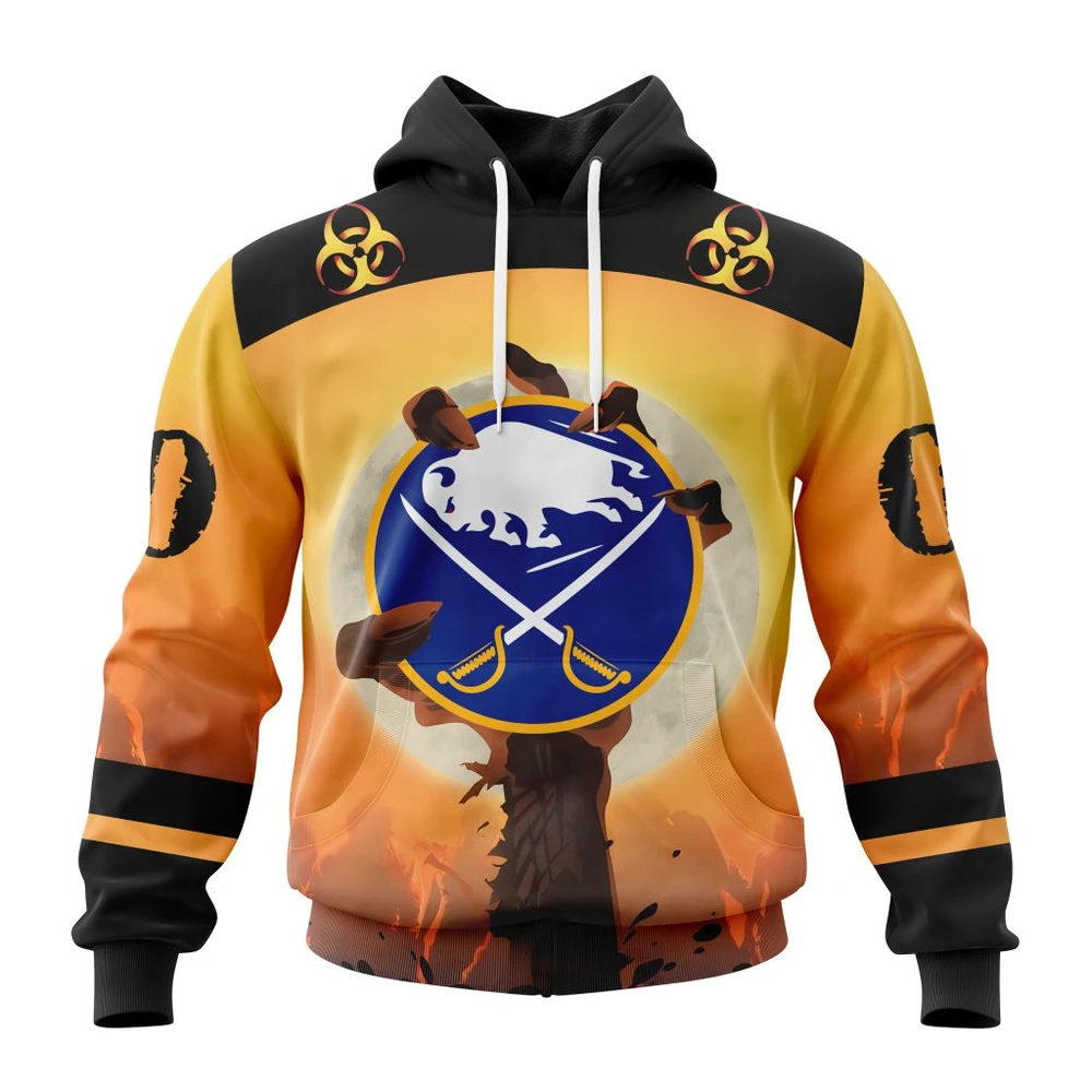 Buffalo Sabres Special Zombie Design For Halloween All Over Print Hoodie Style 63052