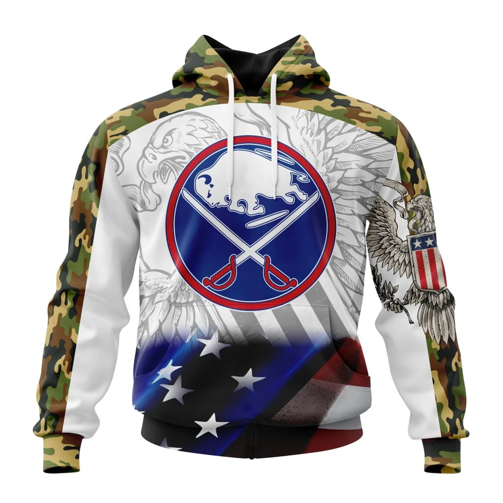 Buffalo Sabres Specialized Design With Our America Flag And Our America Eagle All Over Print Hoodie Style 65253