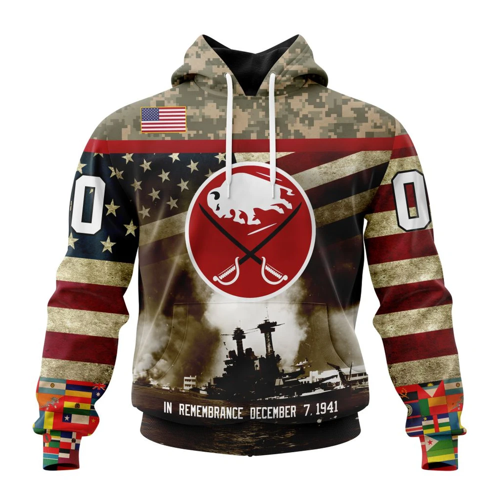 Buffalo Sabres Specialized Unisex Kits Remember Pearl Harbor All Over Print Hoodie Style 92188