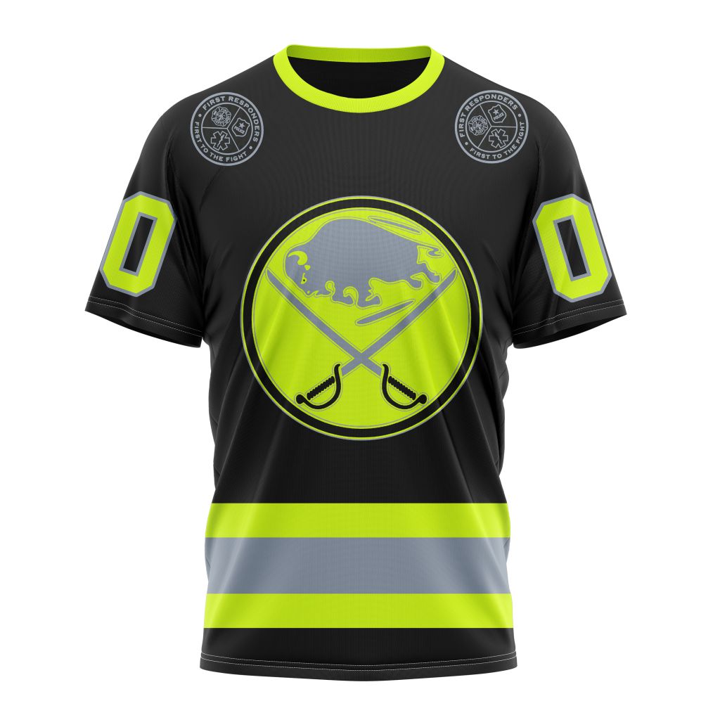 Buffalo Sabres Specialized Unisex Kits With FireFighter Uniforms Color Personalized Name And Number T-Shirt Oregontrailrvpk Shirt