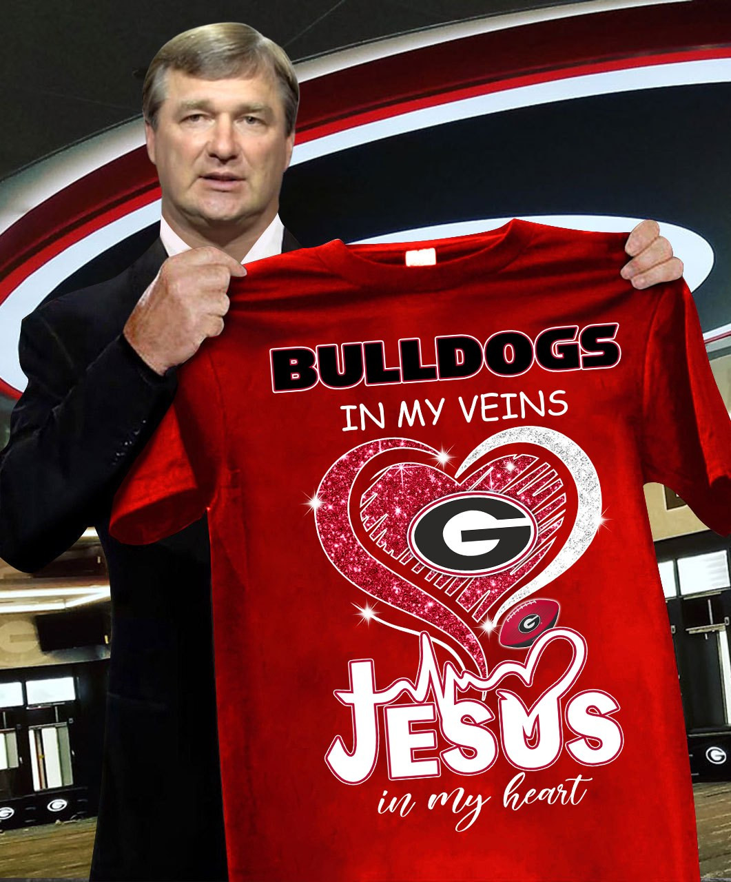 Bulldogs In My Veins Jesus In My Heart T-Shirt Unique Gifts For Football Lovers Oregontrailrvpk Shirt
