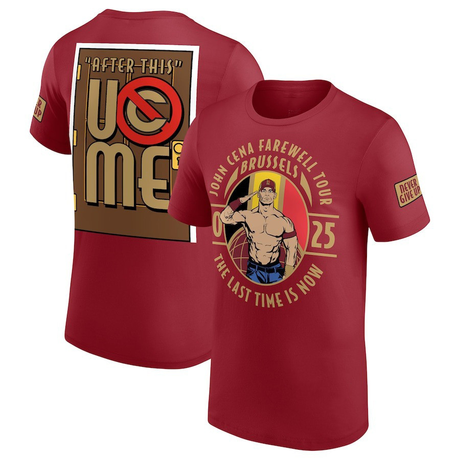 Burgundy John Cena Farewell Tour 2025 Brussels T-Shirt Men's Oregontrailrvpk Shirt