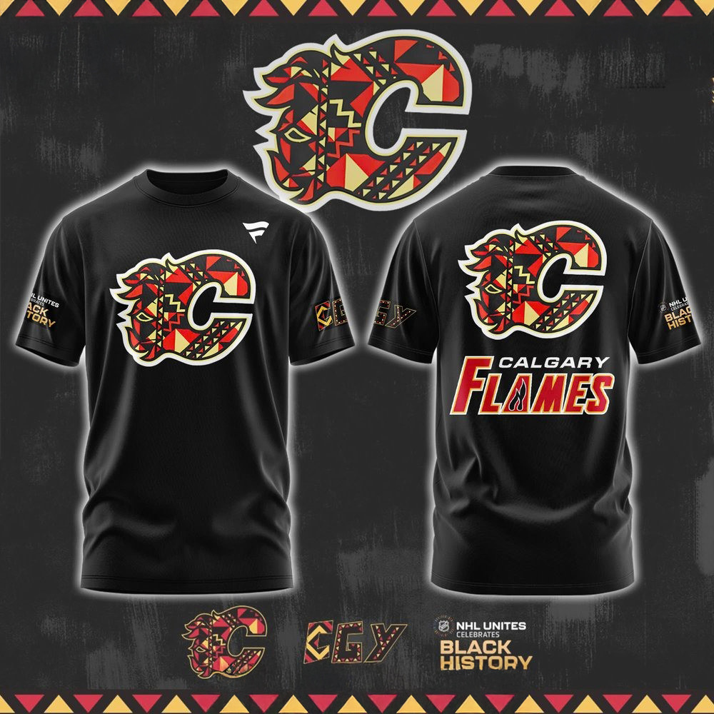 Calgary Flames Black History Month 2025 T-Shirt Great Gifts For Hockey Fans Oregontrailrvpk Shirt