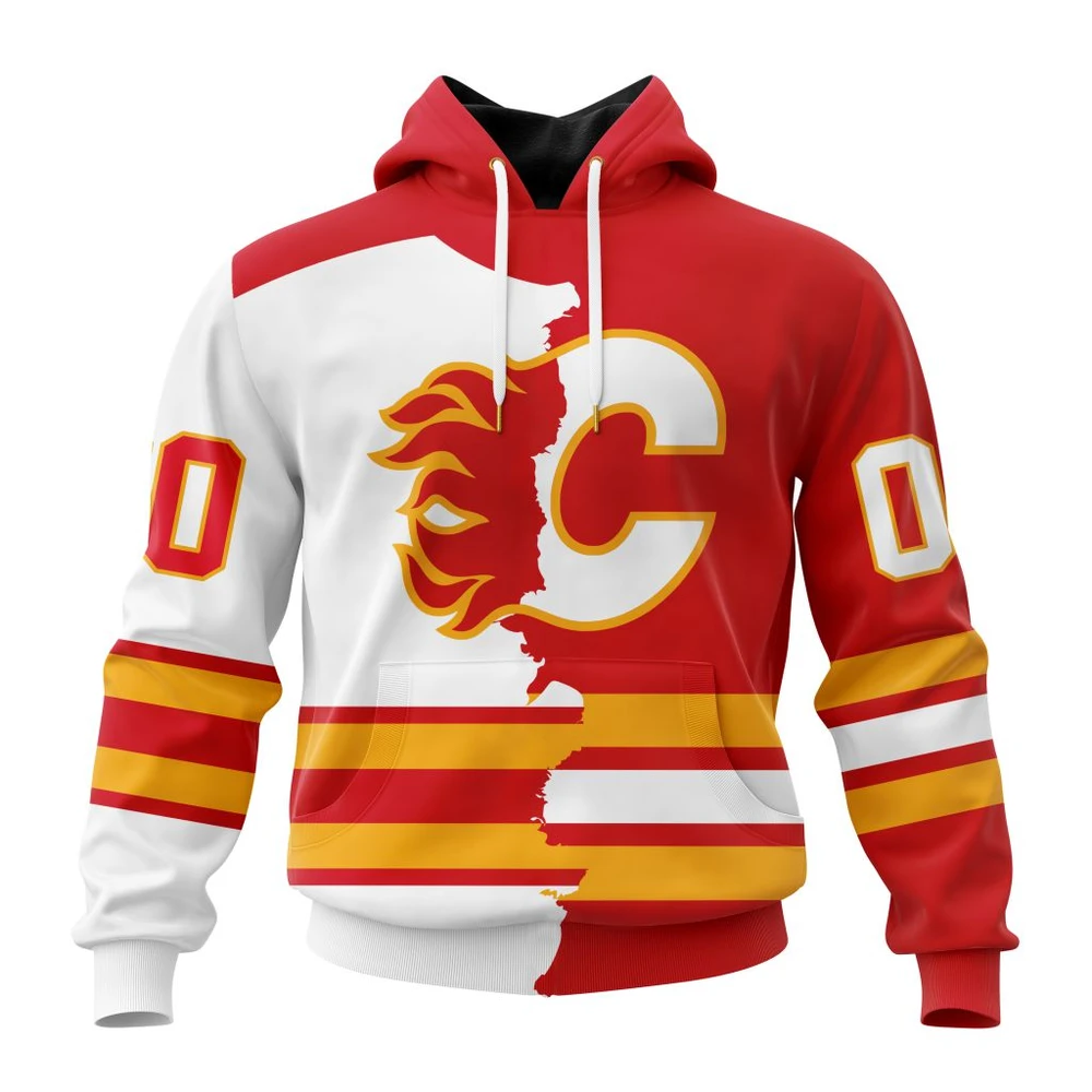 Calgary Flames Personalize Home Mix Away Kits All Over Print Hoodie Style 34830