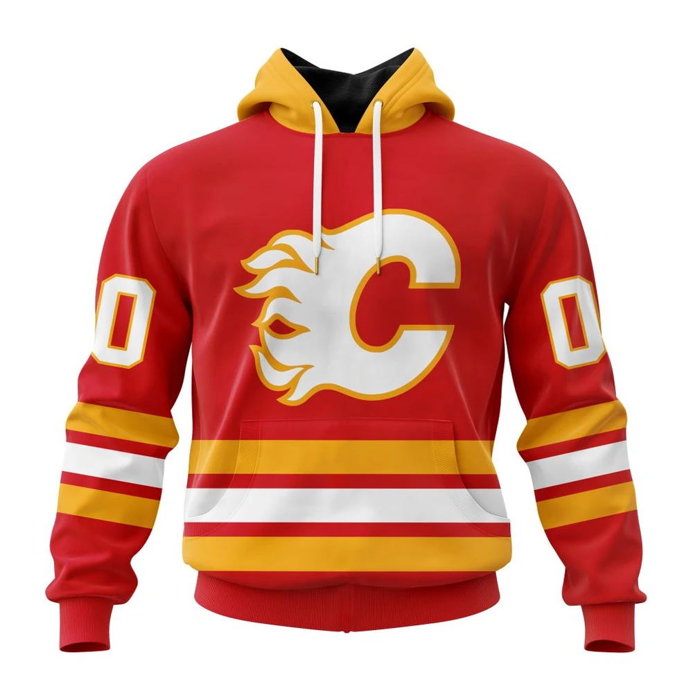 Calgary Flames Personalized Home Kits All Over Print Hoodie Style 55669