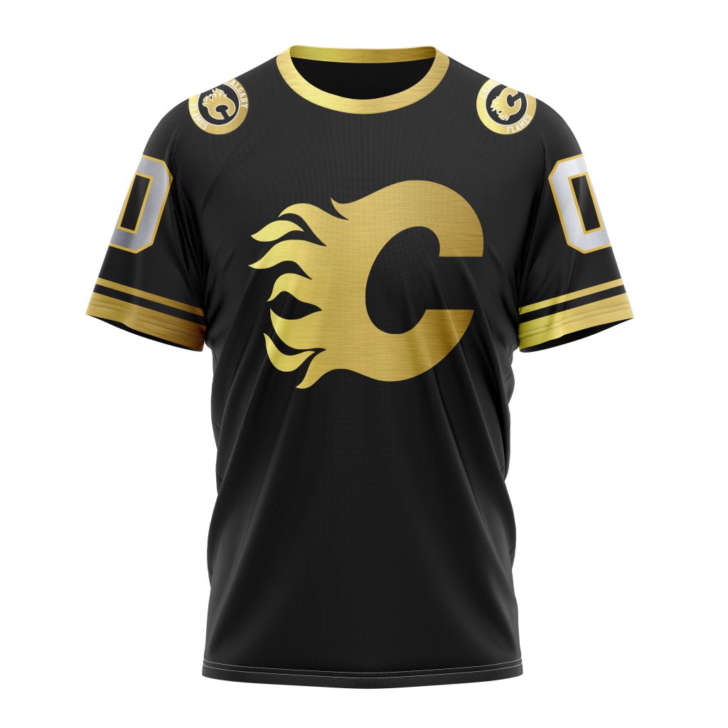 Calgary Flames Special Black And Gold Design 01 Personalized Name And Number T-Shirt Oregontrailrvpk Shirt