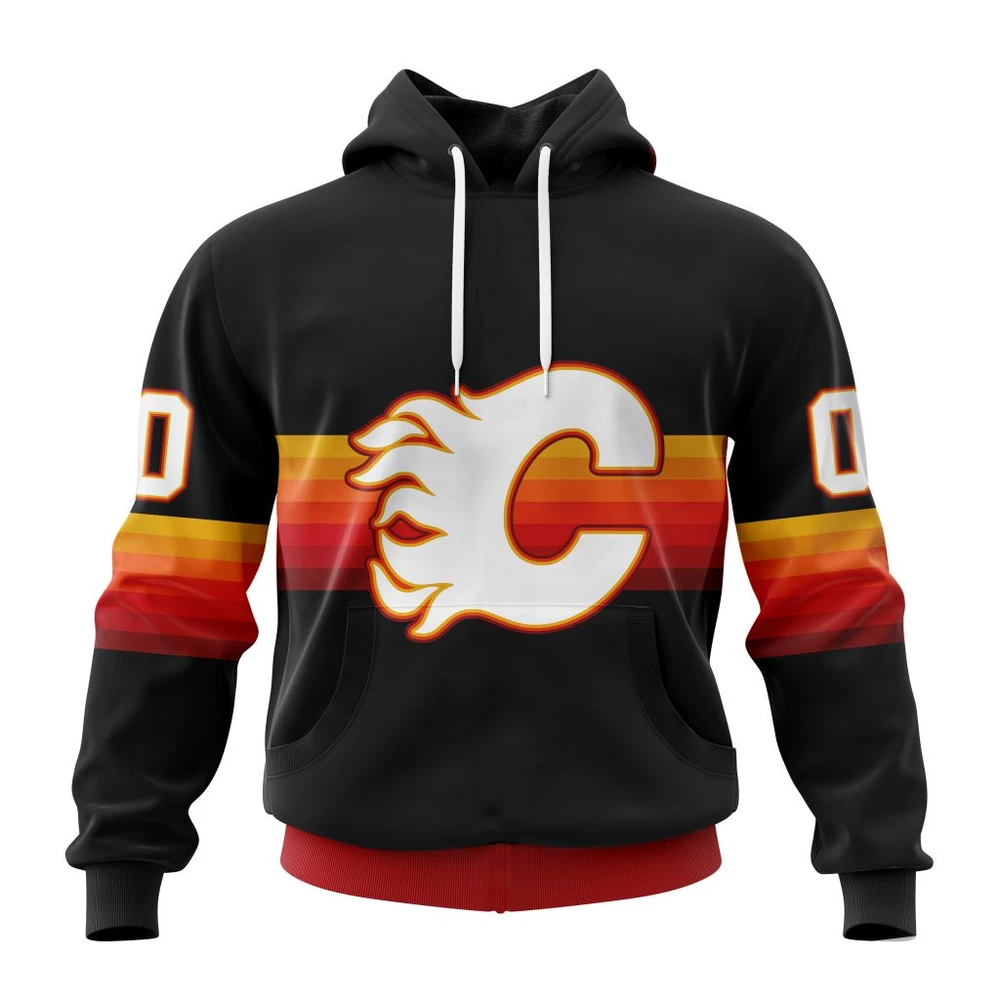 Calgary Flames Special Black And Gradient Design All Over Print Hoodie Style 89318