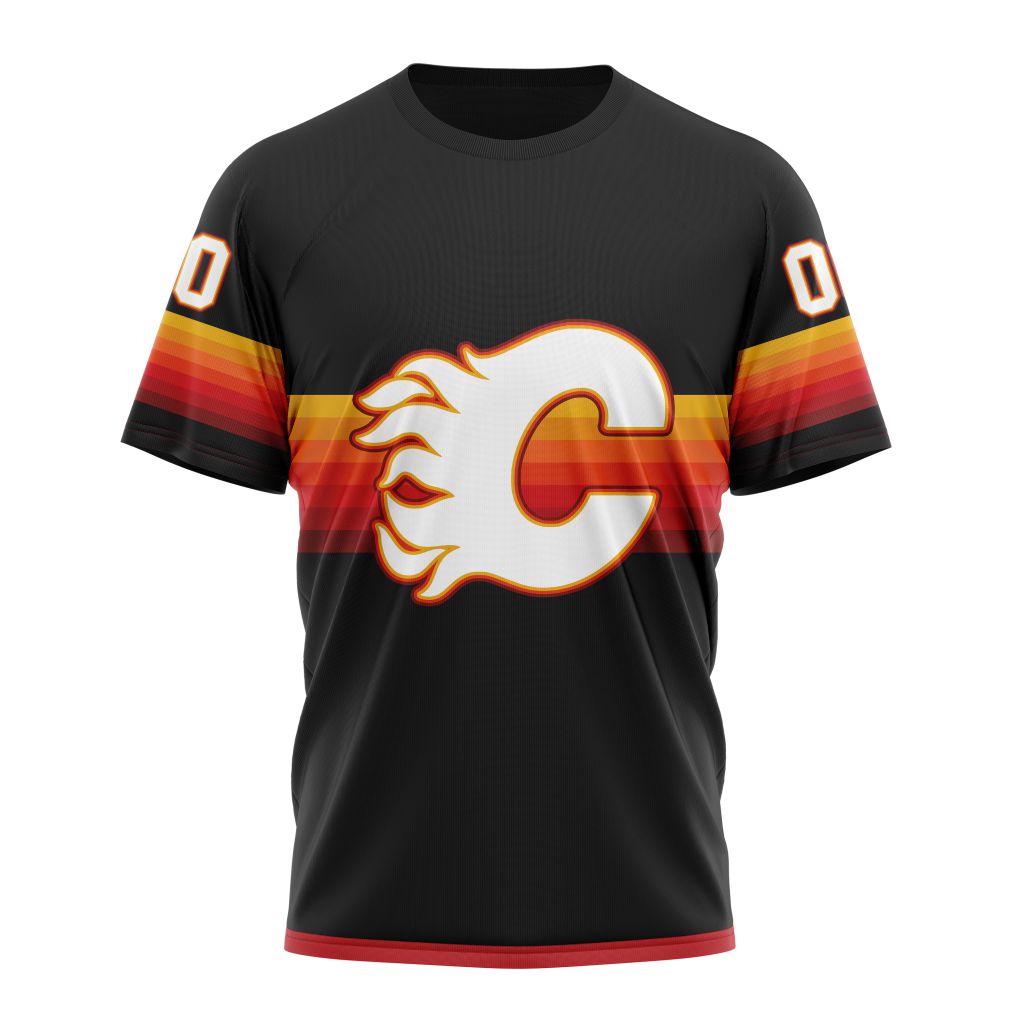 Calgary Flames Special Black And Gradient Design Personalized Name And Number T-Shirt Oregontrailrvpk Shirt