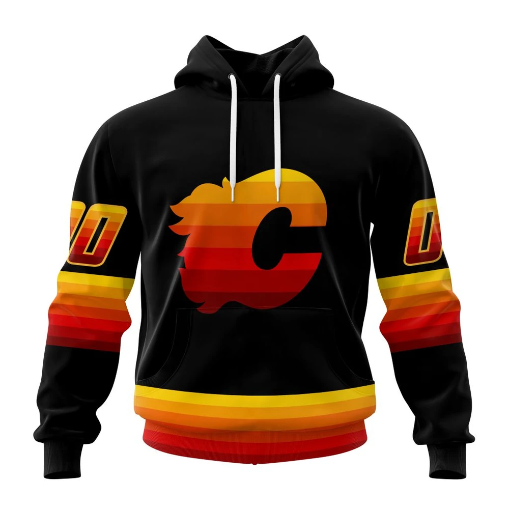 Calgary Flames Special Blackout Design All Over Print Hoodie Style 53705