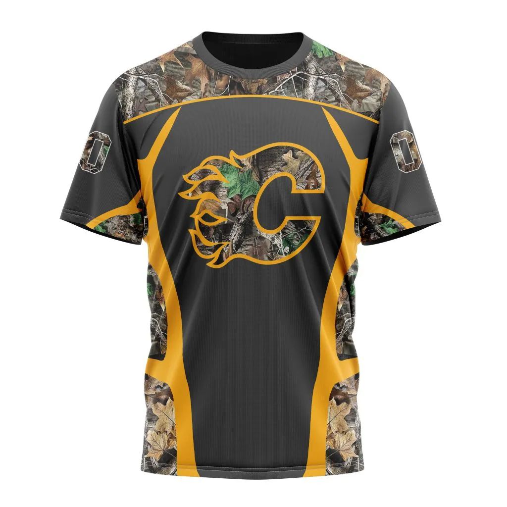 Calgary Flames Special Camo Hunting Design Personalized Name And Number T-Shirt Oregontrailrvpk Shirt