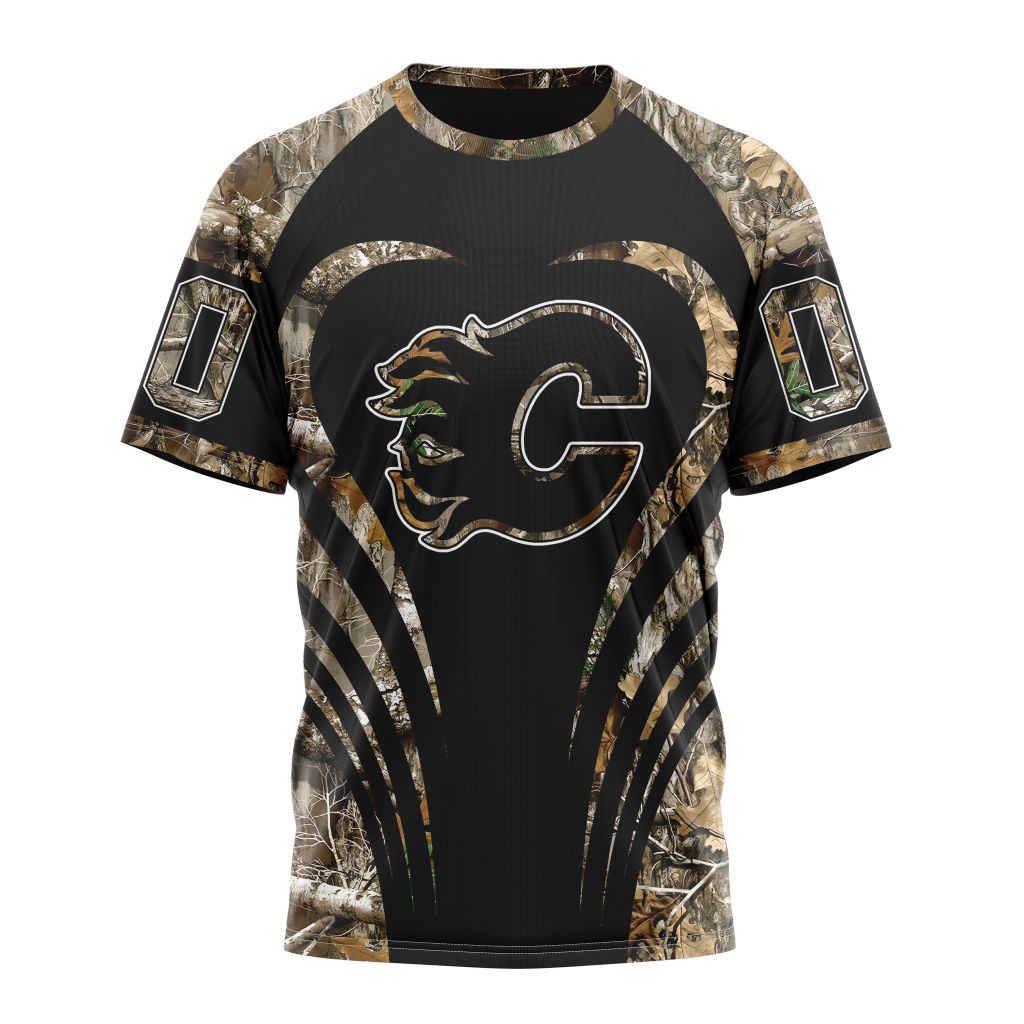 Calgary Flames Special Camo Hunting Personalized Name And Number T-Shirt Oregontrailrvpk Shirt