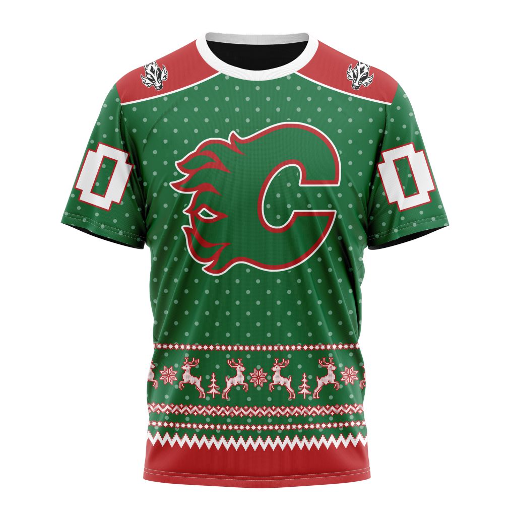 Calgary Flames Special Christmas Apparel Personalized Name And Number T-Shirt Oregontrailrvpk Shirt