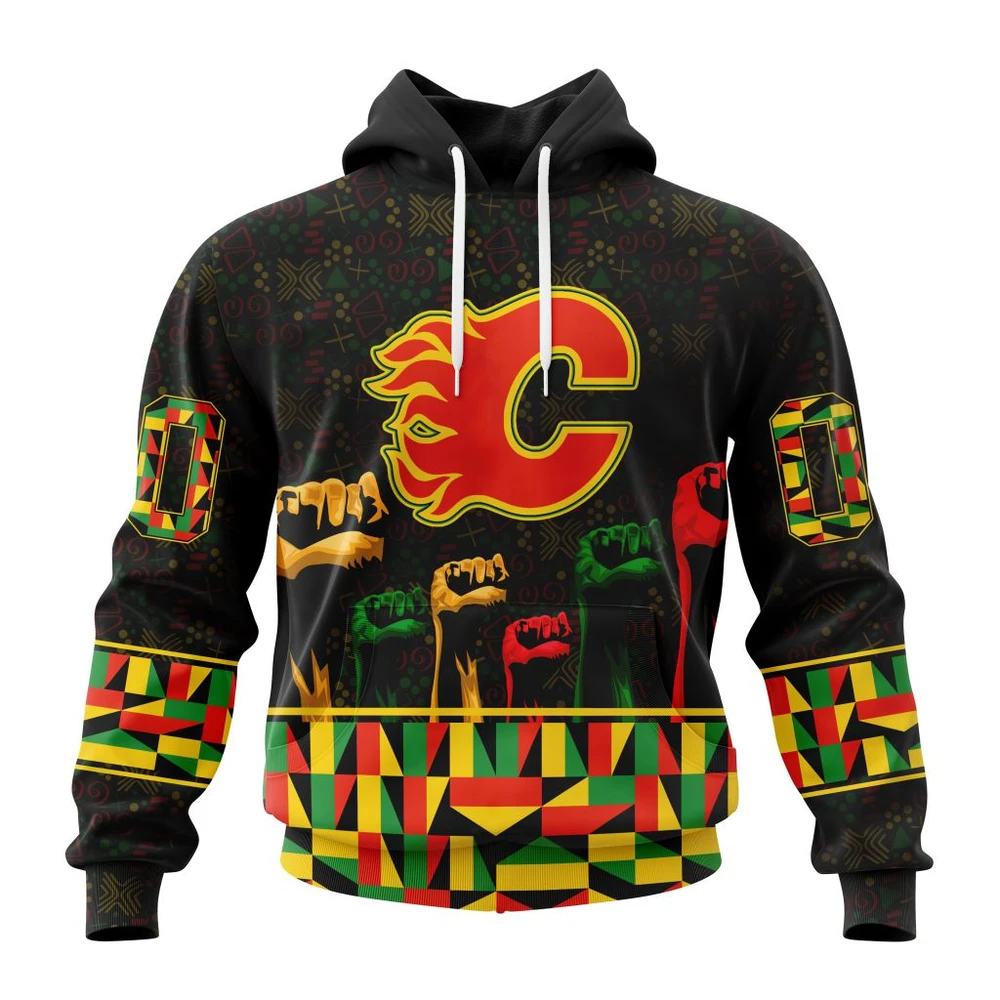 Calgary Flames Special Design Celebrate Black History Month All Over Print Hoodie Style 65085