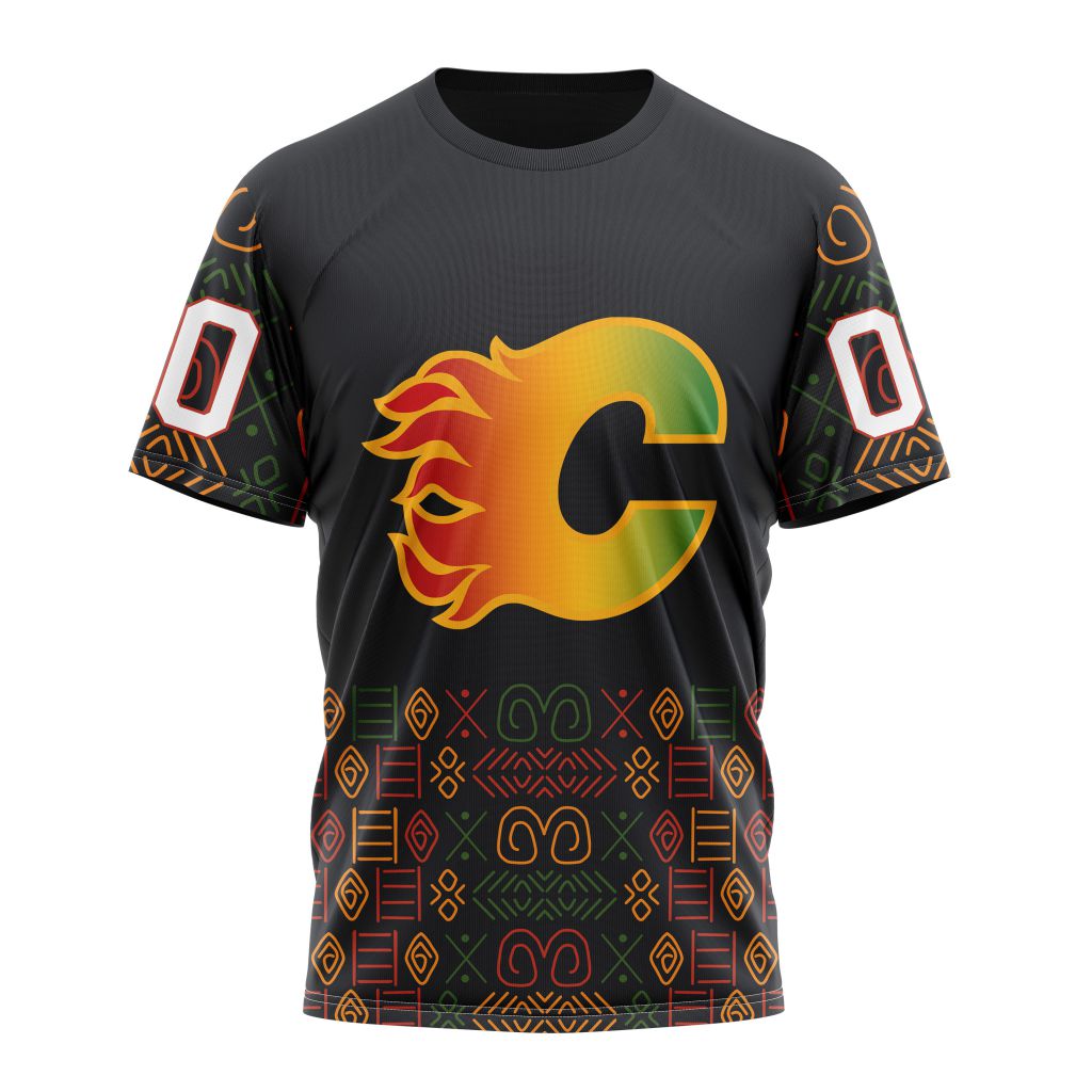 Calgary Flames Special Design For Black History Month 01 Personalized Name And Number T-Shirt Oregontrailrvpk Shirt