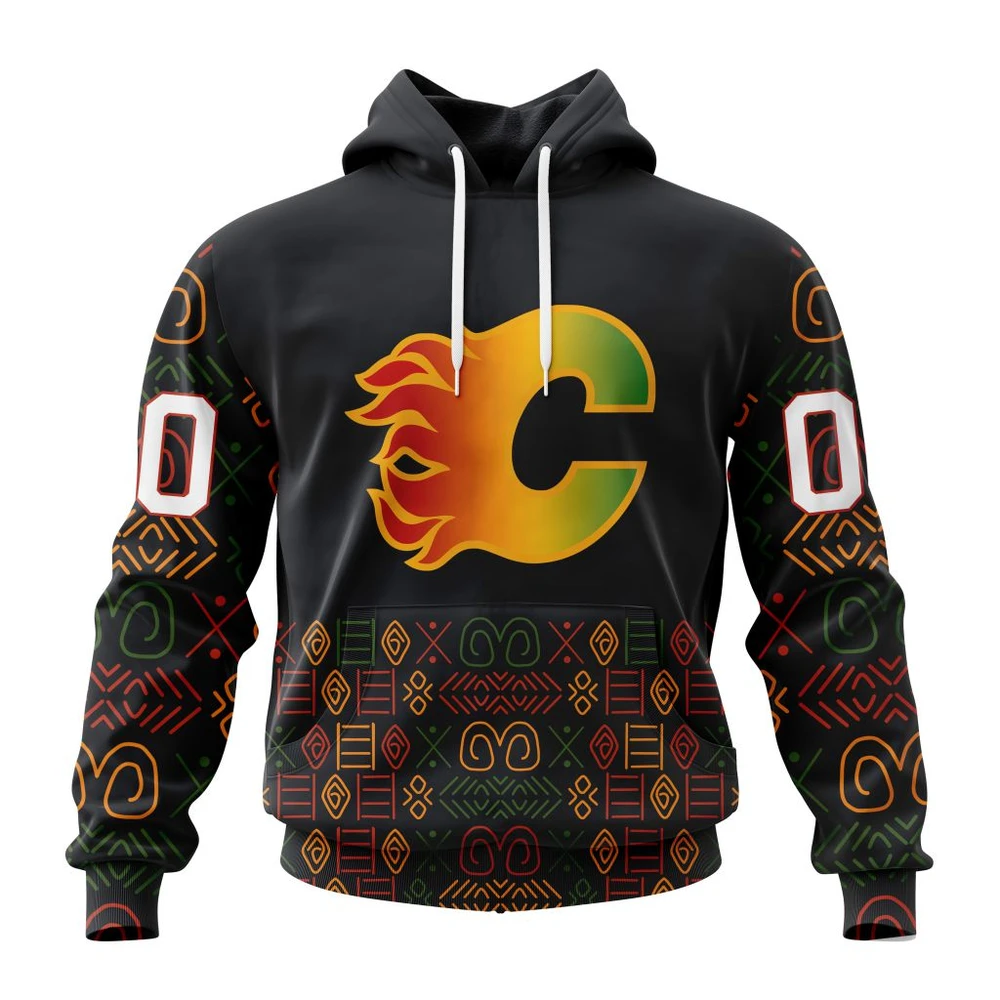 Calgary Flames Special Design For Black History Month All Over Print Hoodie Style 46448