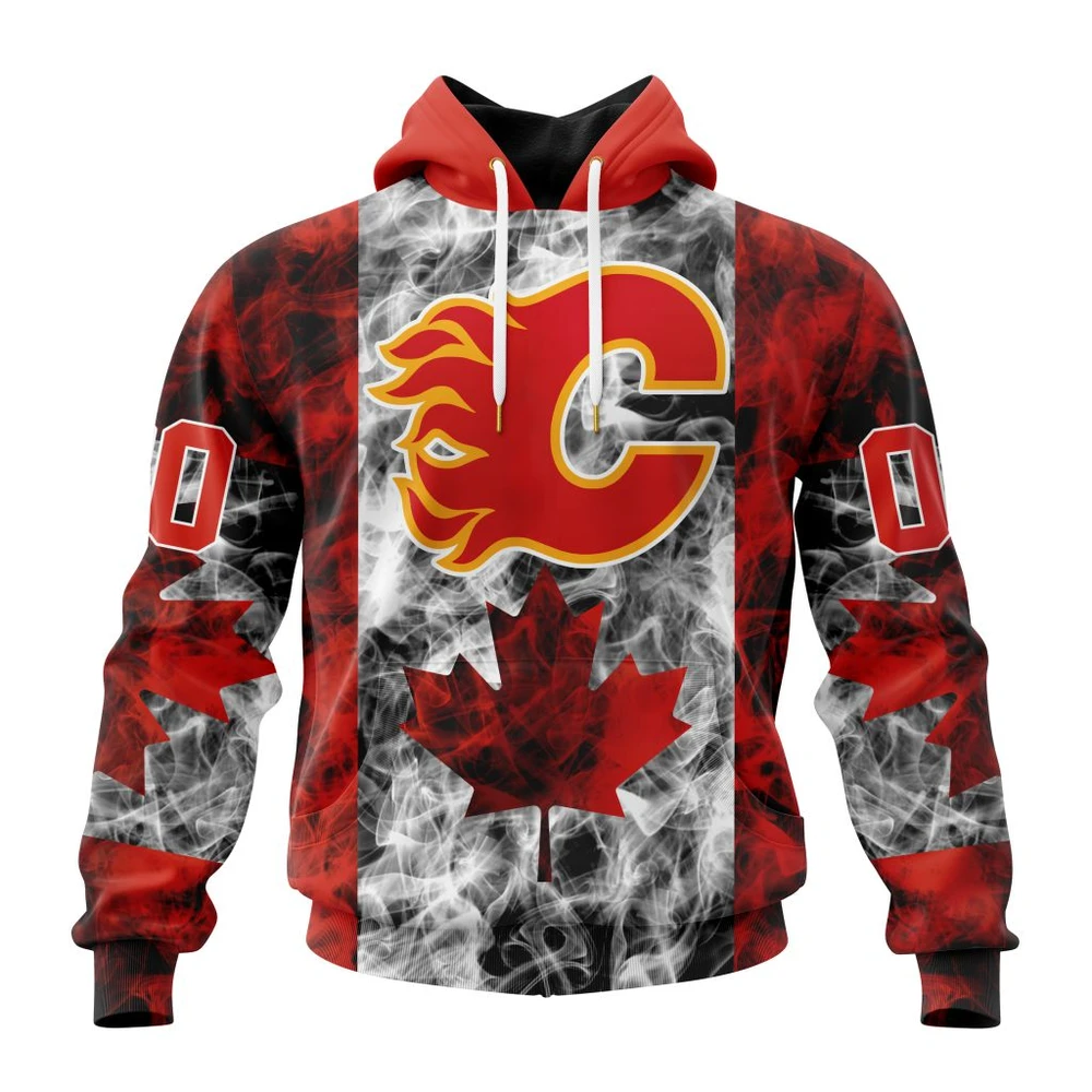 Calgary Flames Special Design For Canada Day All Over Print Hoodie Style 97364
