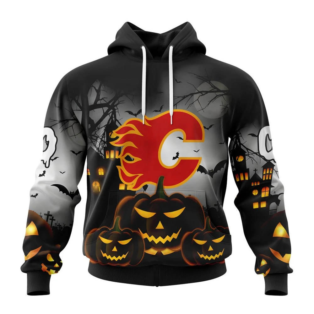 Calgary Flames Special Design For Halloween All Over Print Hoodie Style 21676