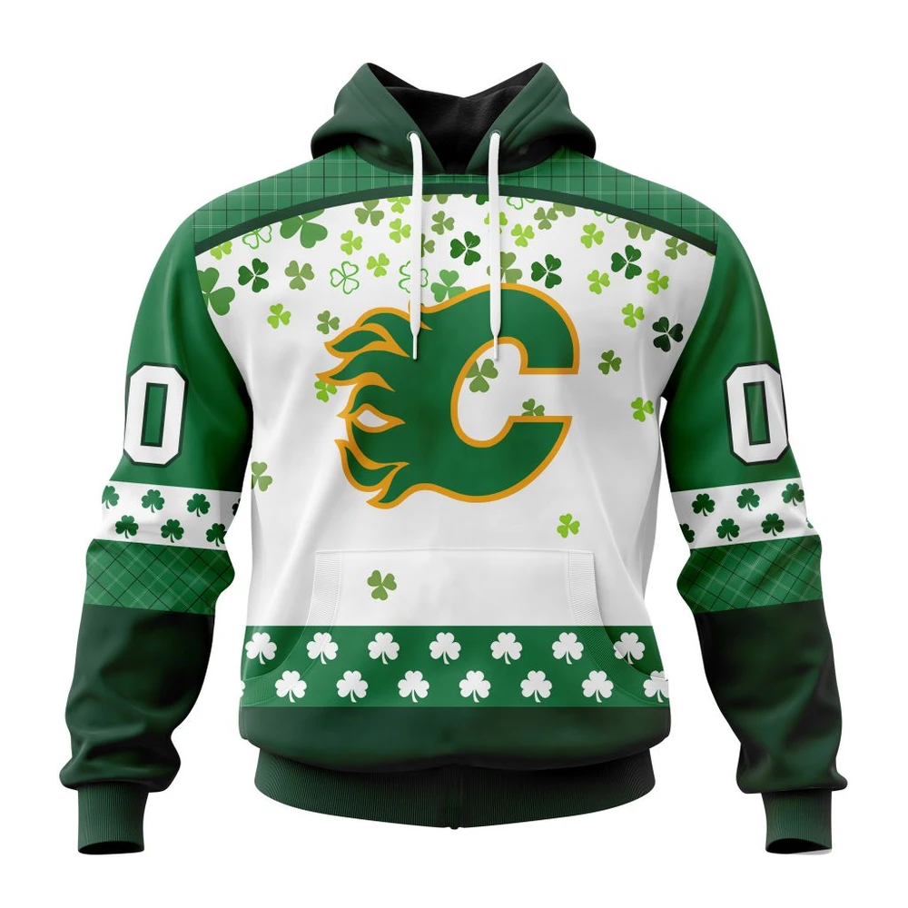 Calgary Flames Special Design For St. Patrick Day All Over Print Hoodie Style 59886
