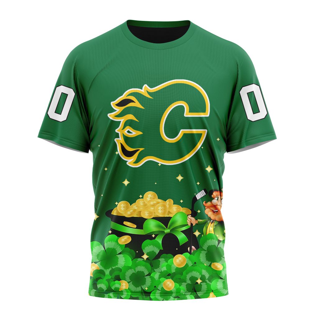 Calgary Flames Special Design For St.Patrick's Day Personalized Name And Number T-Shirt Oregontrailrvpk Shirt