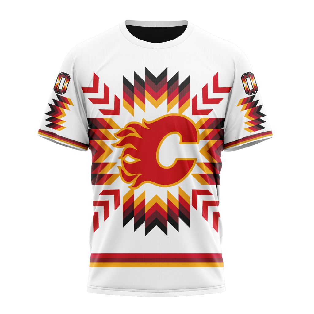 Calgary Flames Special Design With Native Pattern Personalized Name And Number T-Shirt Oregontrailrvpk Shirt