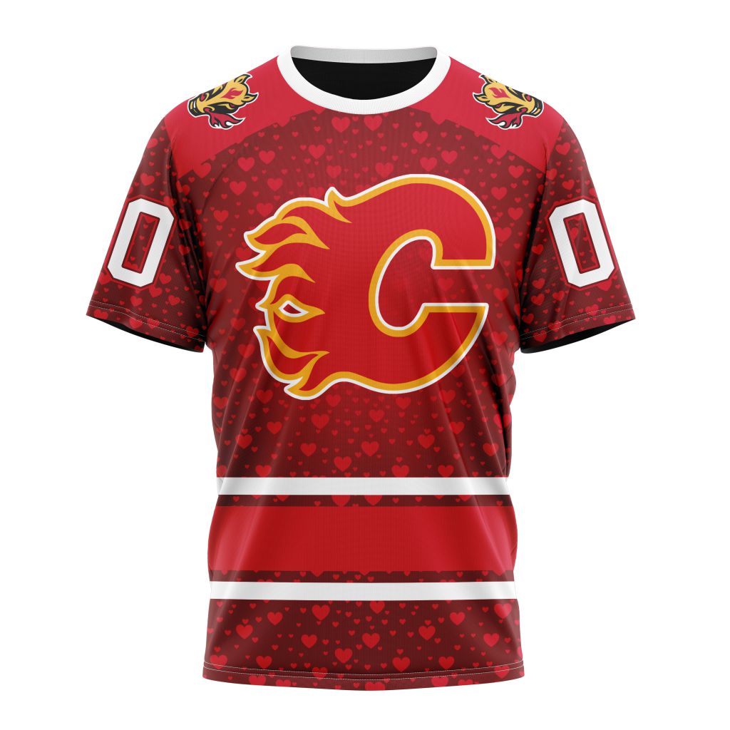 Calgary Flames Special Gift For Valentines Day 01 Personalized Name And Number T-Shirt Oregontrailrvpk Shirt