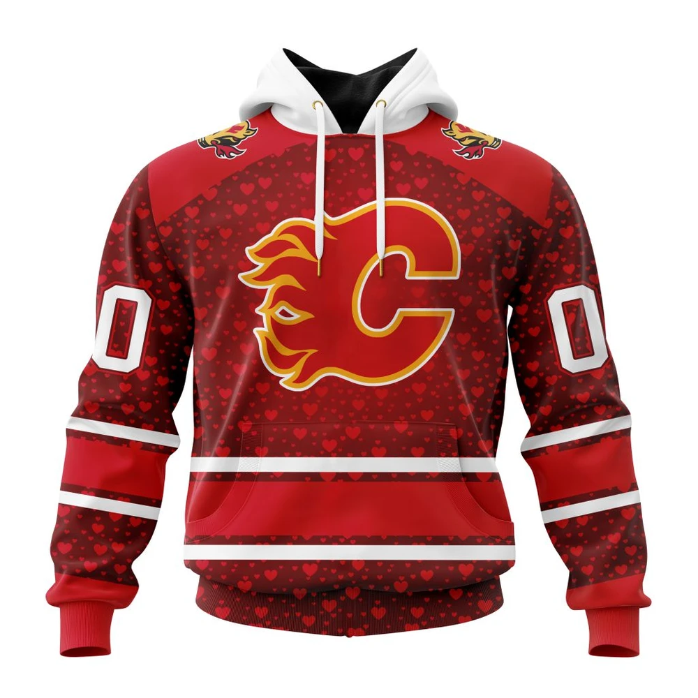 Calgary Flames Special Gift For Valentines Day All Over Print Hoodie Style 66542