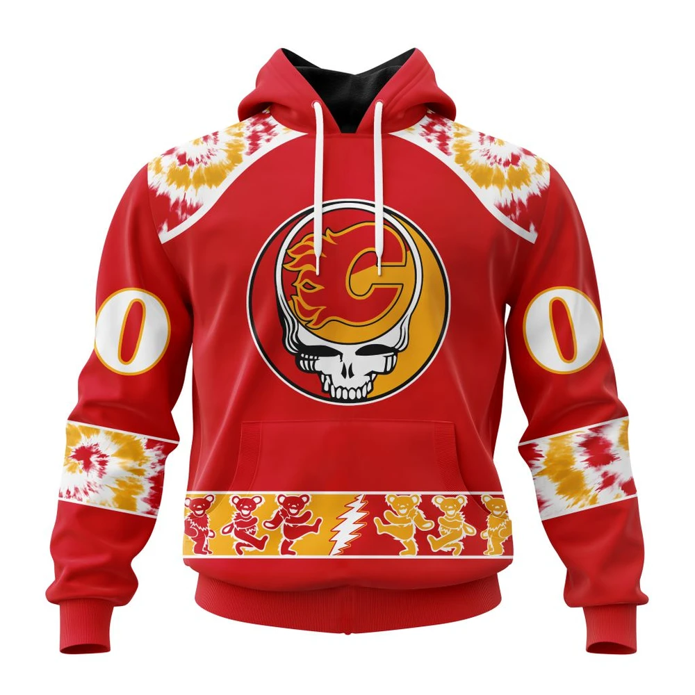 Calgary Flames Special Grateful Dead Design All Over Print Hoodie Style 67216