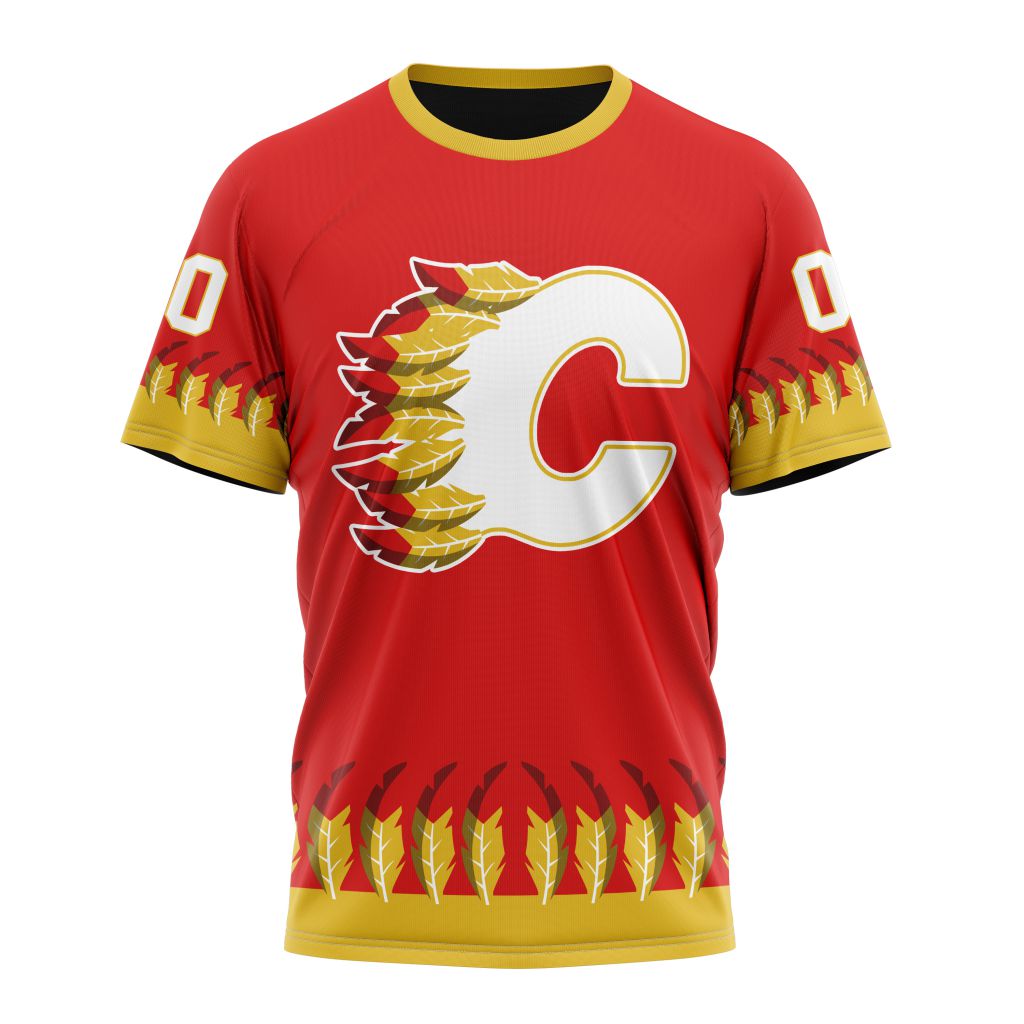 Calgary Flames Special Indigenous Design Personalized Name And Number T-Shirt Oregontrailrvpk Shirt